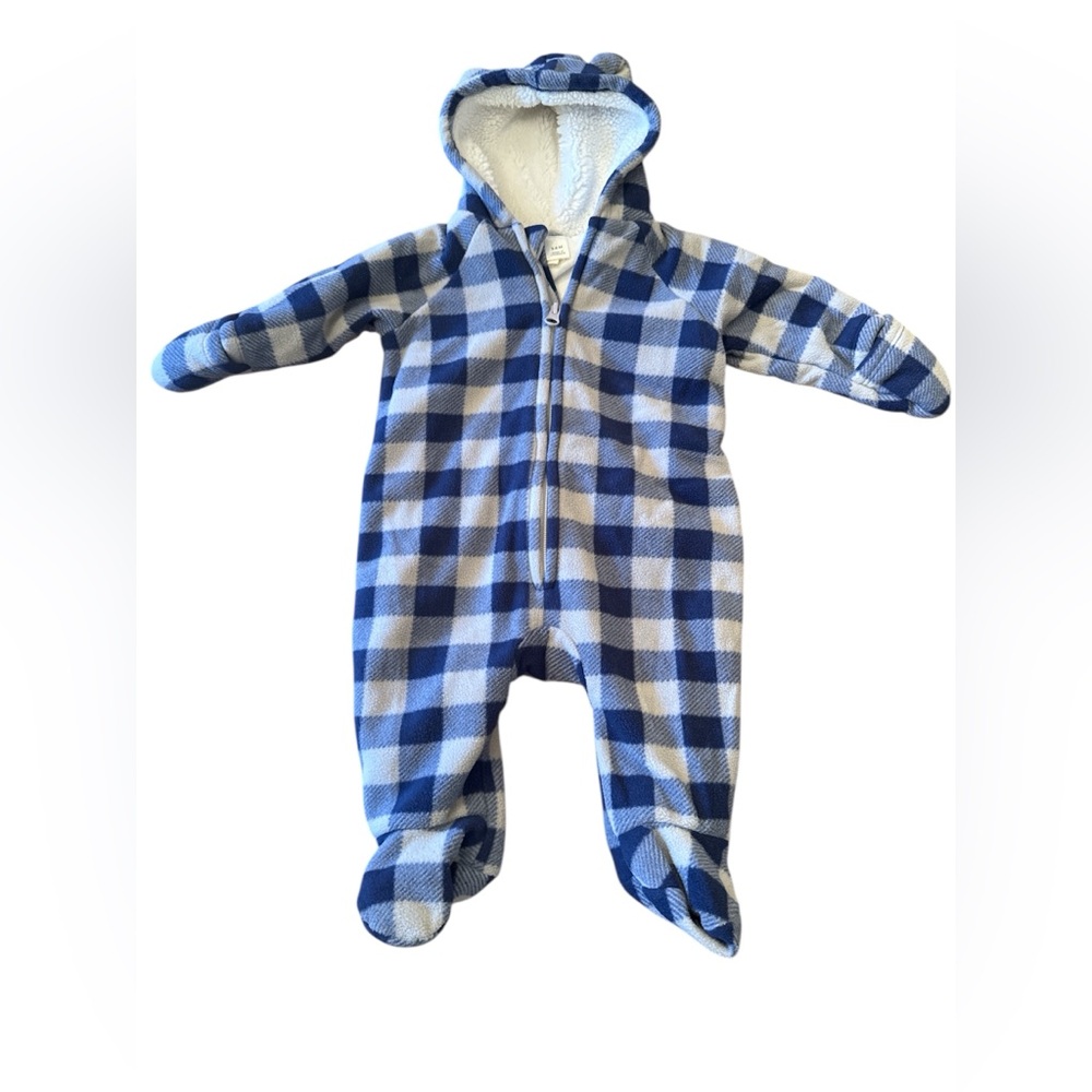 ❄️Old Navy Blue and Grey Checkered Kids Footie